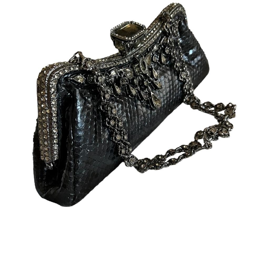CLARA KASAVINA hand made black snake skin handbag clutch bag - Picture 8 of 16